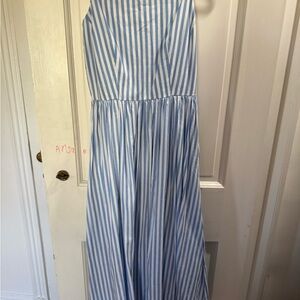 Blue Striped Midi Dress